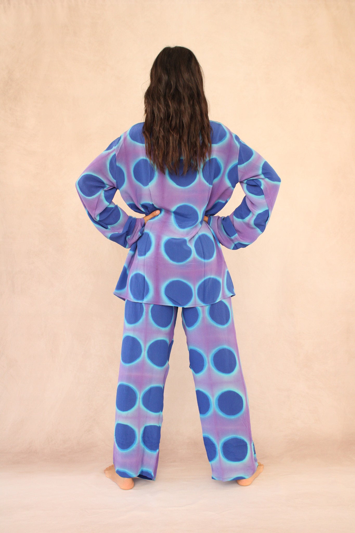 PURPLE POLKA DOT SILK SET