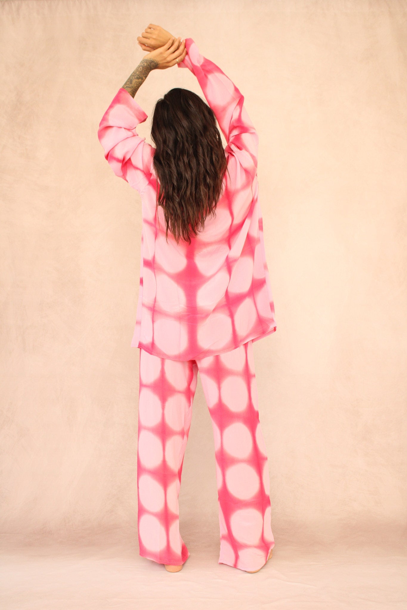 PINK POLKA DOT SILK SET