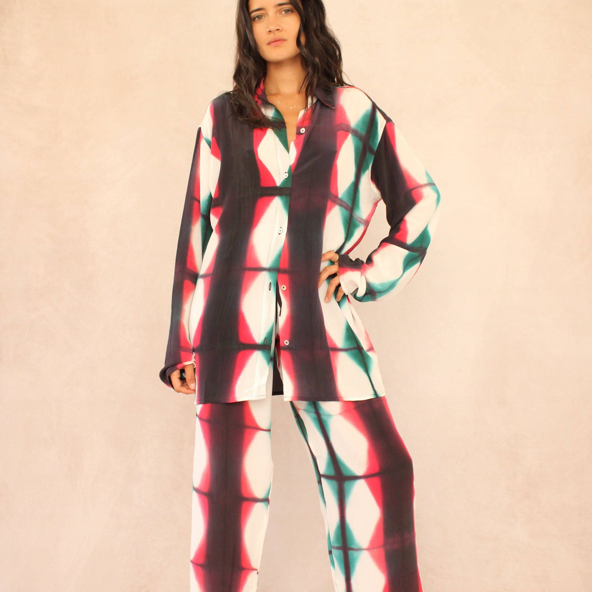 Red Graphic Silk Set