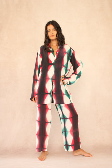 Red Graphic Silk Set