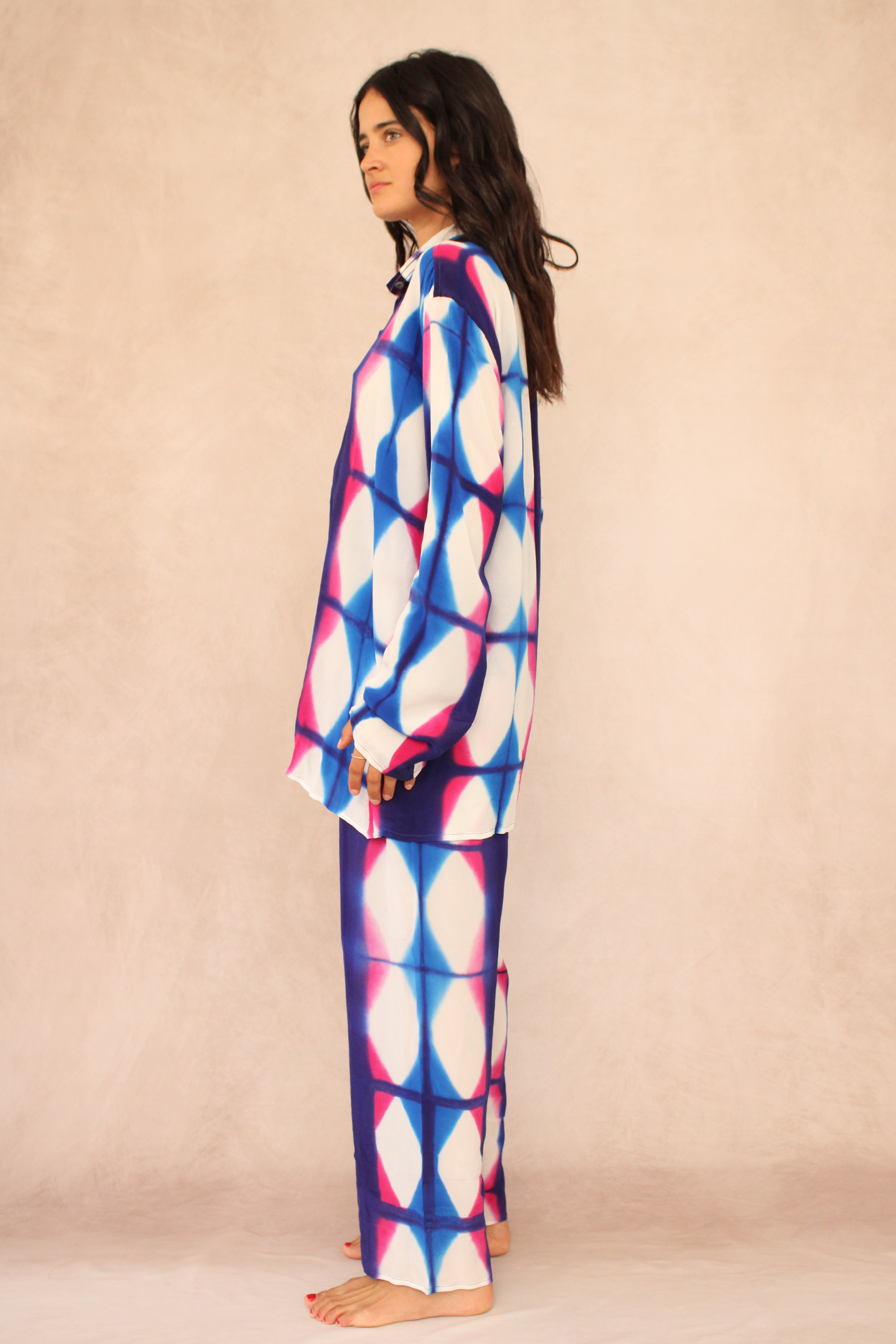 Blue Graphic Silk Set