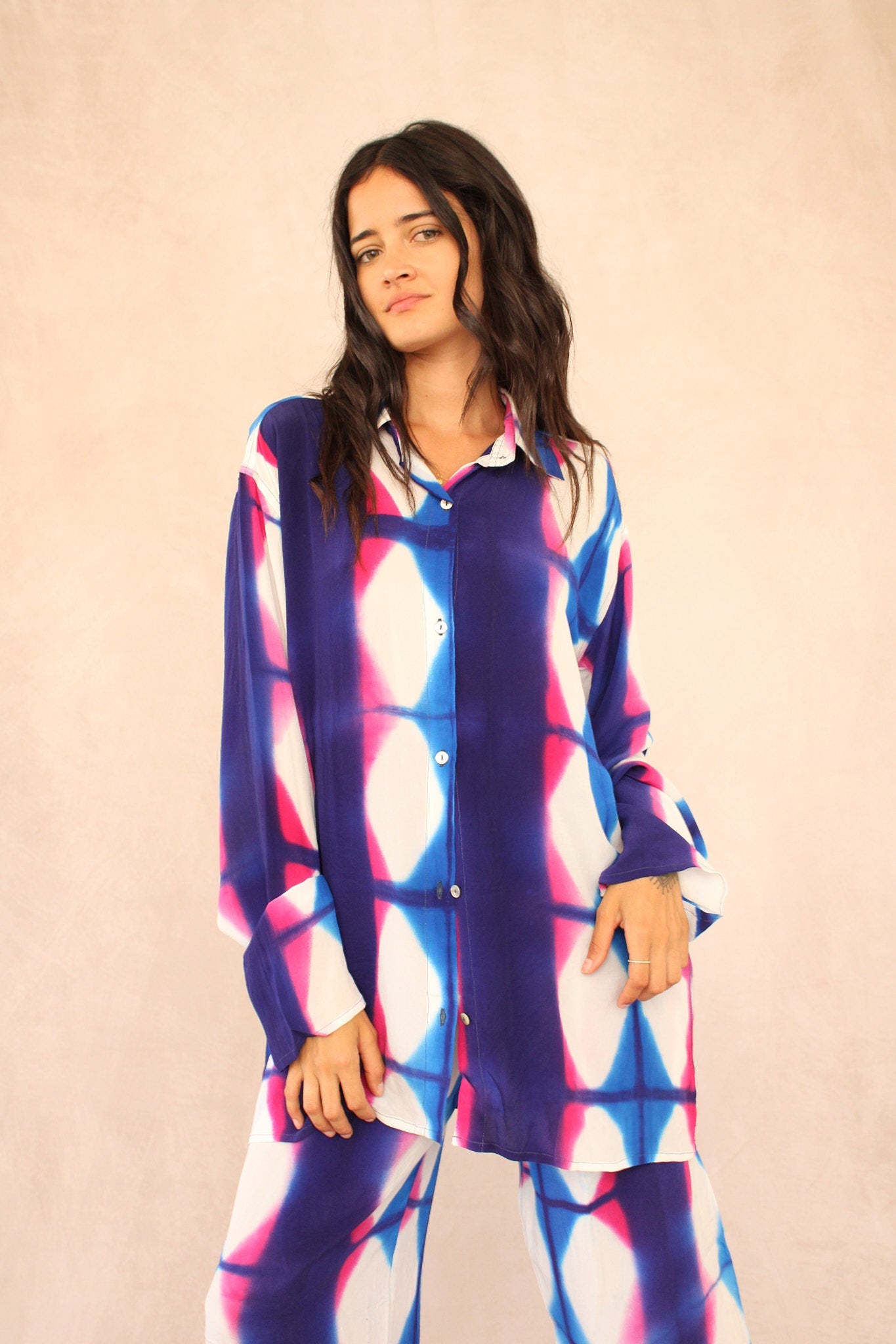 Blue Graphic Silk Set