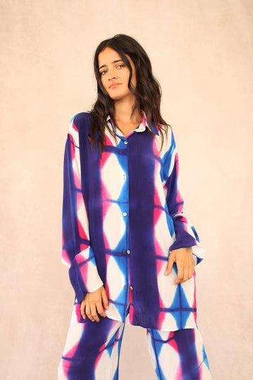 Blue Graphic Silk Set