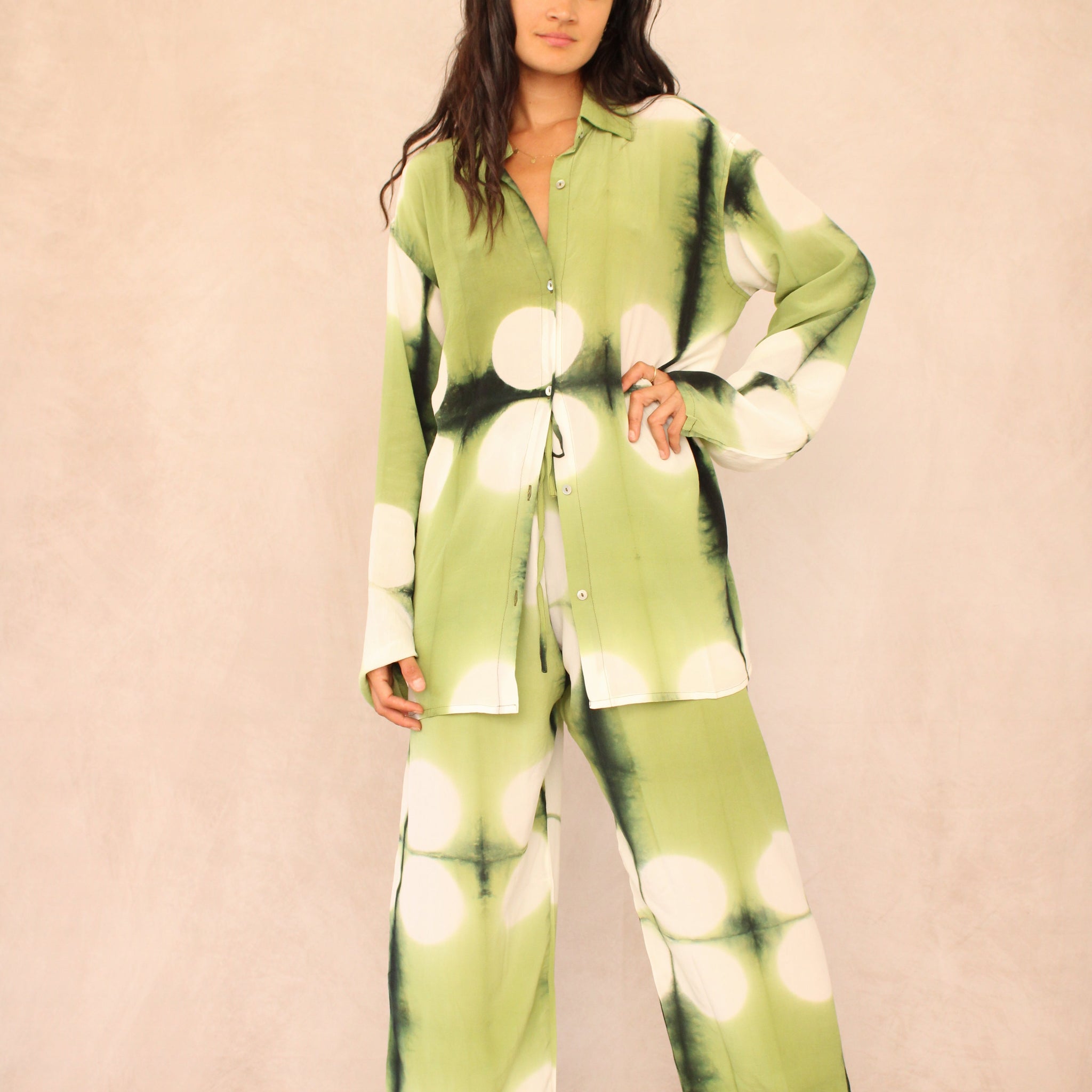 GREEN MOON SILK SET