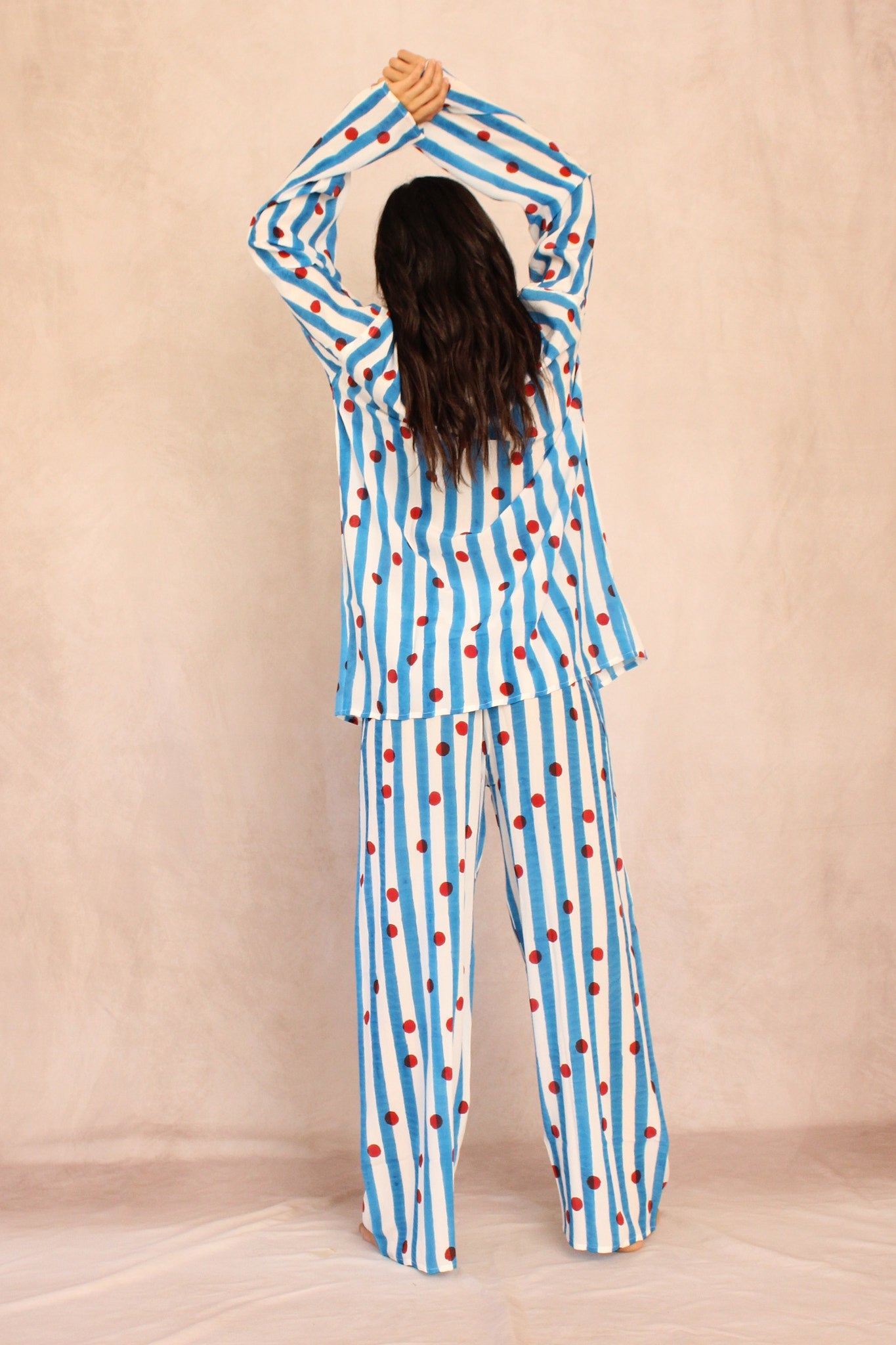 Cherry Stripes Silk Set