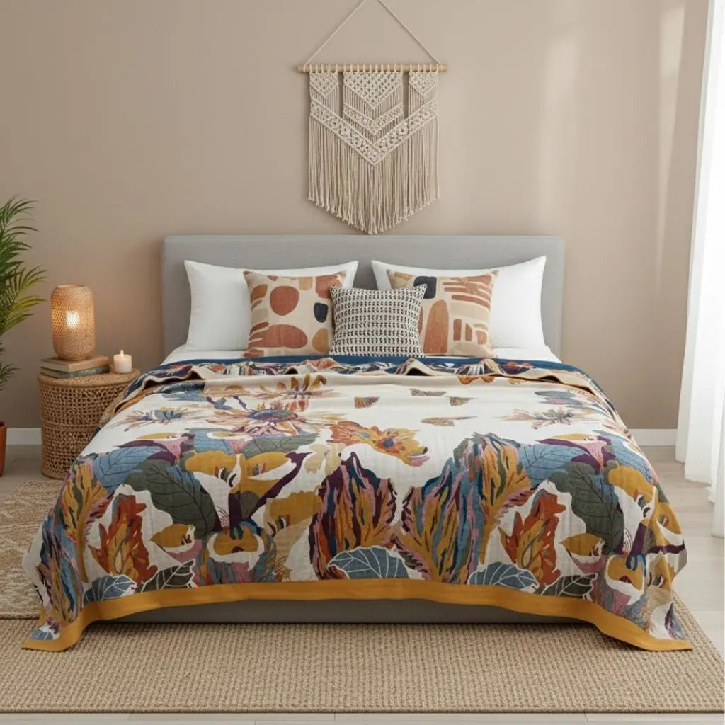 Iris Bloom Multi-layer Cotton Gauze Quilt