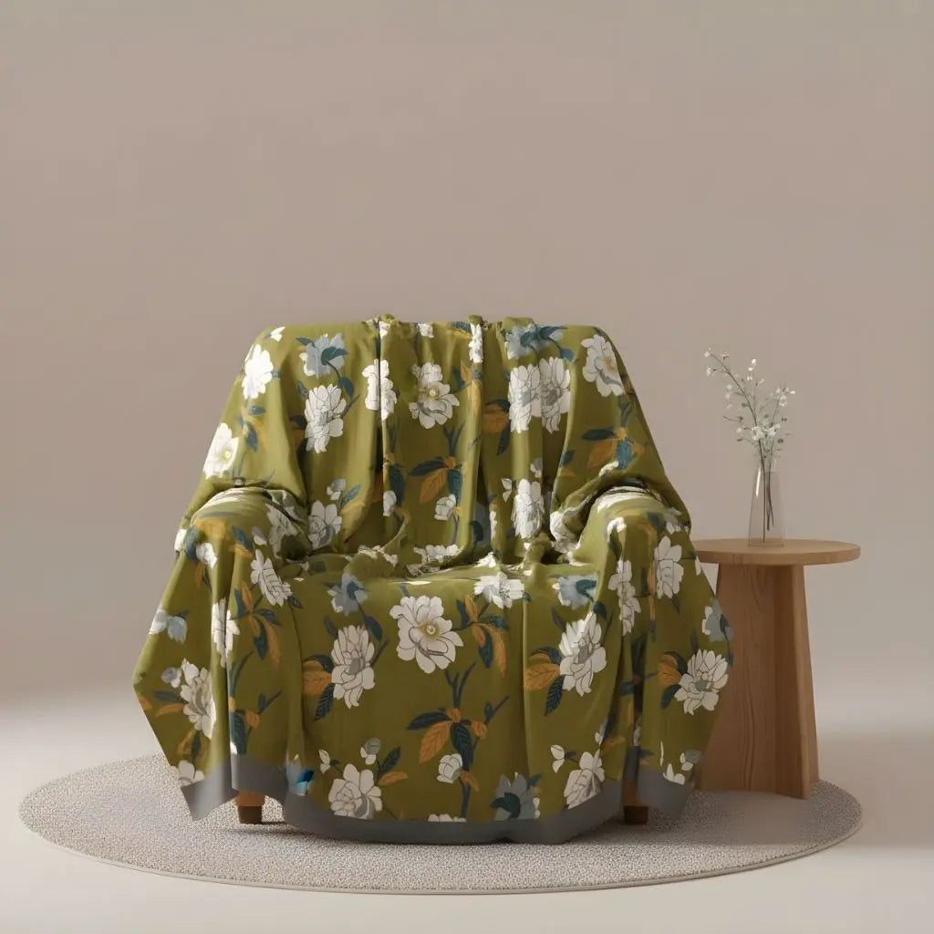 Camellia Floral Cotton Bed Quilt